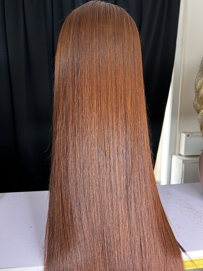 24”,350g with 5x5 closure SDD Vietnam bone straight(dark  brown ) - Image 4