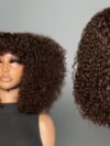 Brown color 12” pixie fringe wig
